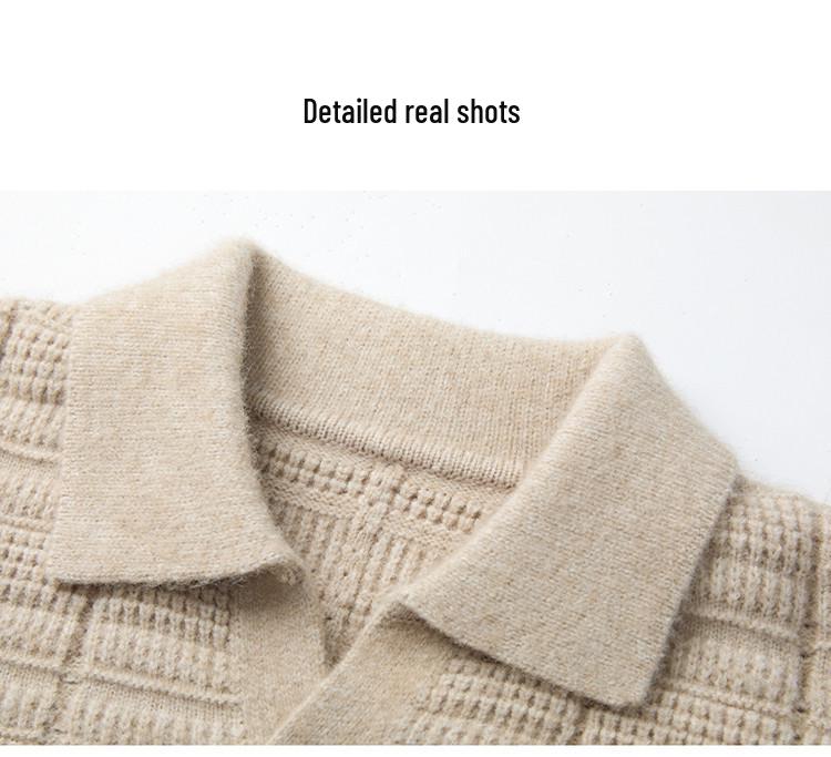 Męski modny sweter z długim rękawem i kołnierzem typu kent - Wiosna i Jesień