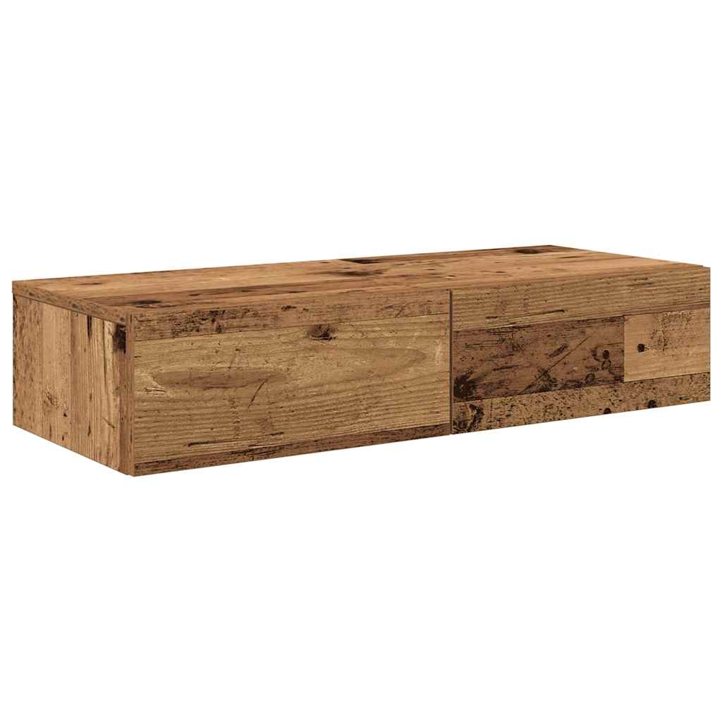 Wall Mounted Shelf with Drawers Rustic Wood Look 80 x 33 x 17 cm Engineered Wood