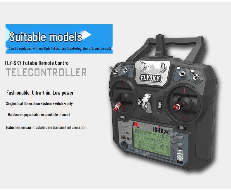 FLYSKY Futaba I6X Remote Control with X6B, IA6B, and IA10B Receiver - Supports 6 To 18 Channels