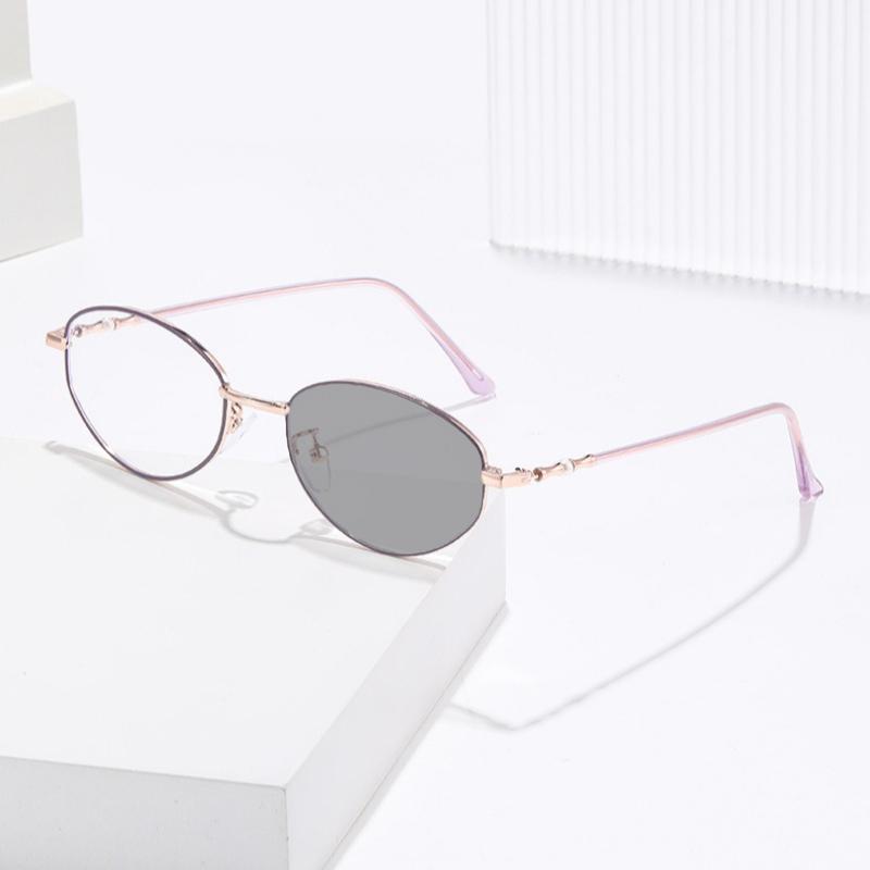 Metall Ovaler Rahmen Photochrome Myopie Brille Damen INS Stil Blaulichtblockierend Minus Dioptrien Brillen Dioptrien 0 Bis -4.0