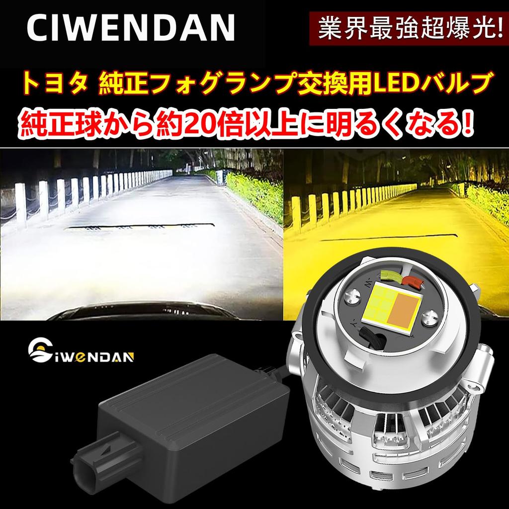 CIWENDAN L1B LED-Nebelscheinwerfer Neu Original Ersatz Super Weiß TÜV-konform mit 12V DC Set aus 2 und Glühbirnen, Glühbirnen, Hell, Zweifarbig