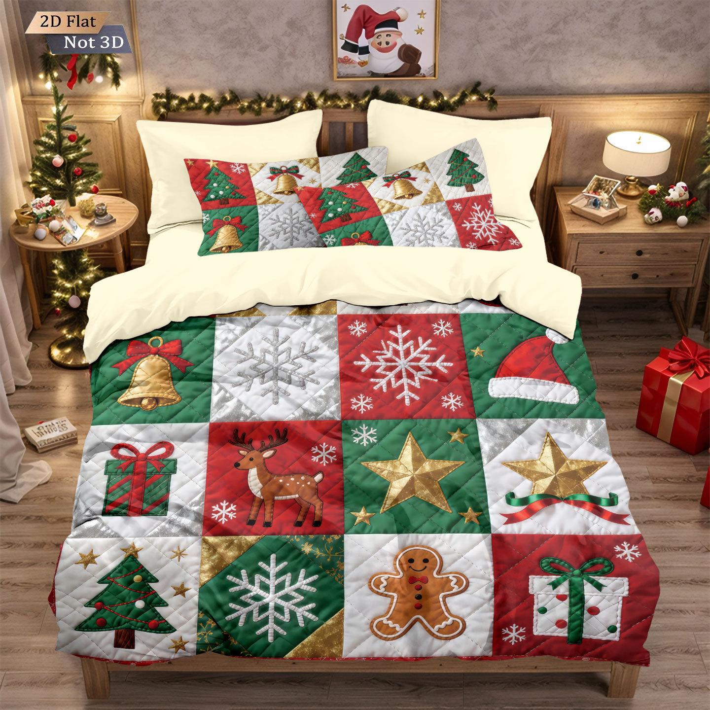 

Bed 3-Piece Christmas Pillowcase Quilt Cover Digital Printing Three-Piece Home Textile 240x220cm