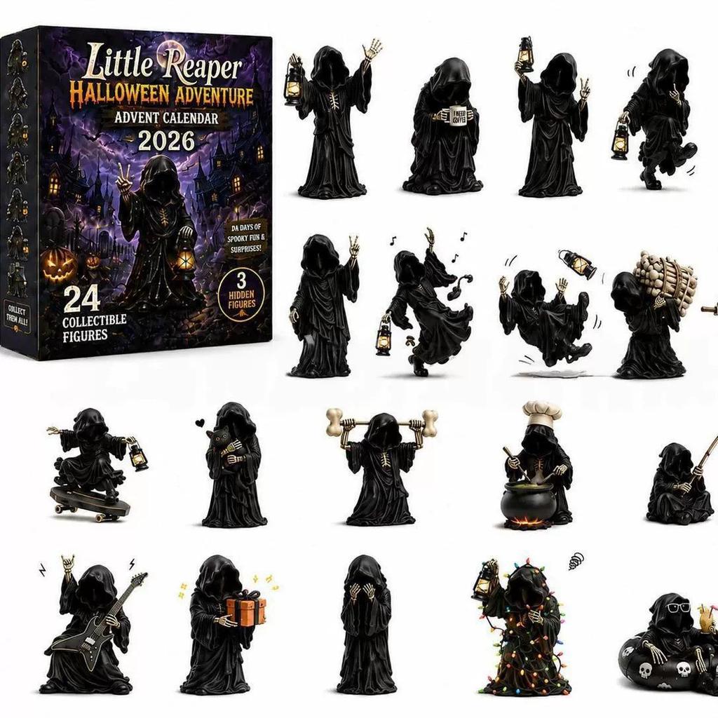 Halloween Adventskalender 2026, Acryl Geist Blind Box Countdown-Kalender mit täglichen Überraschungstüren, Tisch-Feiertagsdekoration für Heimparty Geschenk