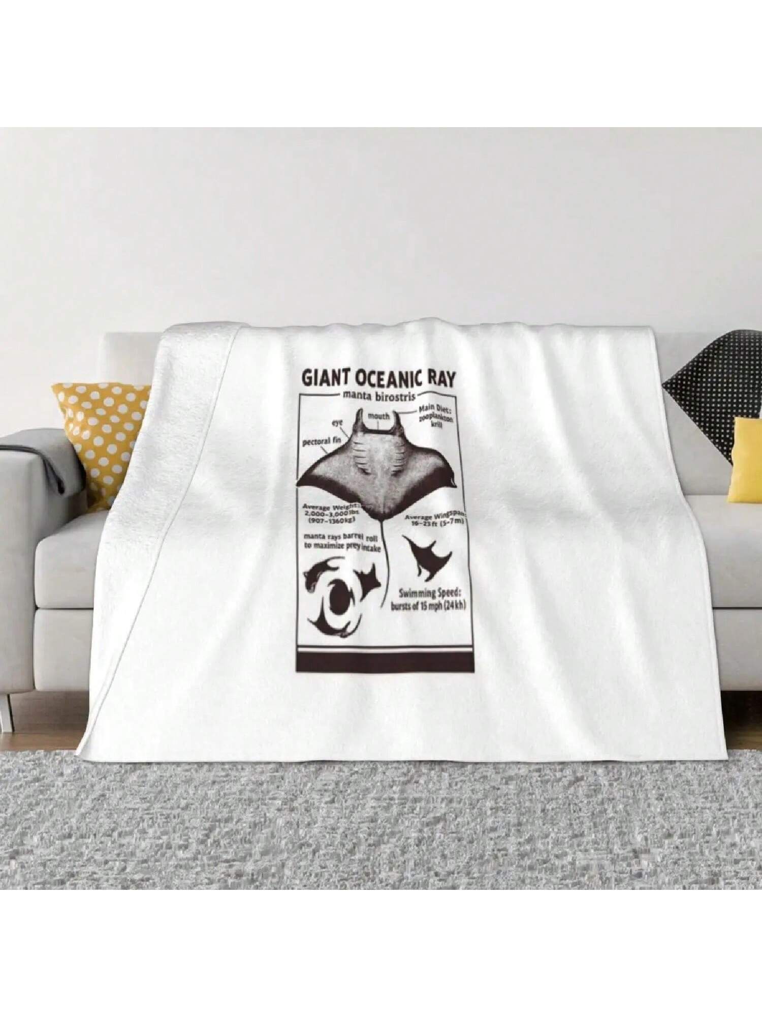 Manta Ray Anatomy T Shirt An Ultra-Soft Micro Fleece Blanket S разноцветный