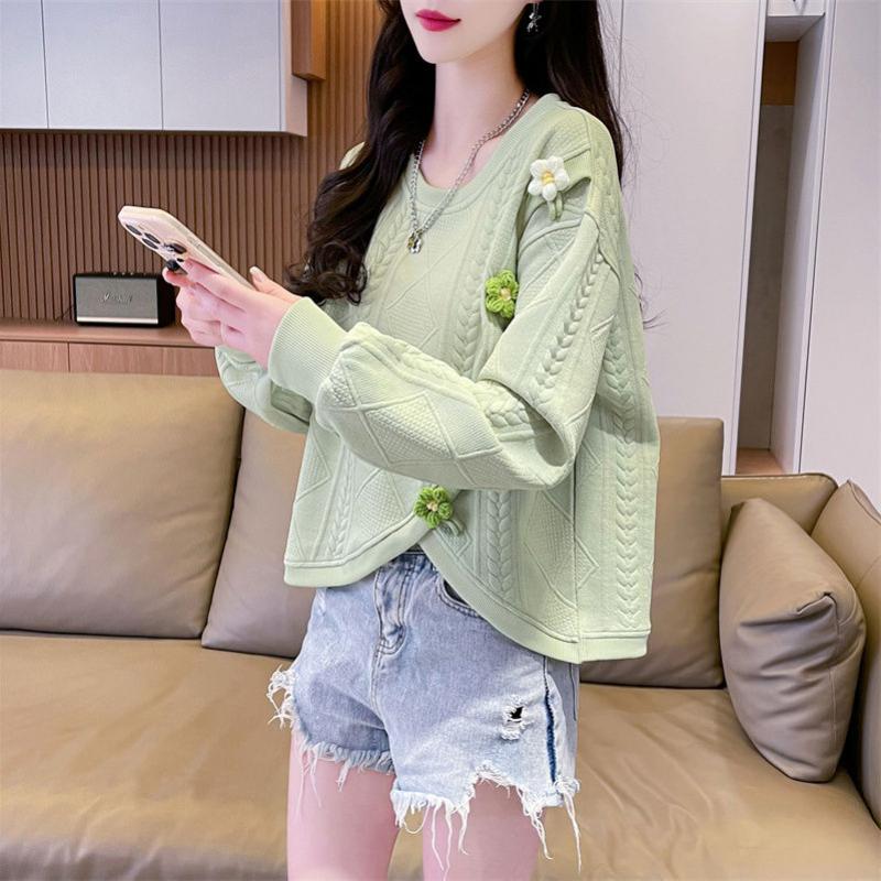 Oversized Cropped Pullover Sweatshirt Women Asymmetric Design Slimming Casual Top