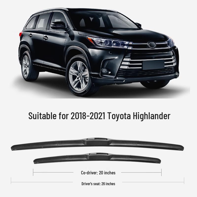 Toyota Highlander Wiper 2018-2021 Original Silent Frameless Rubber Strip Toyota Highlander/2022-2024 Set (Front Wipers)