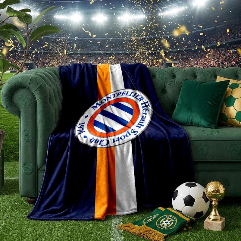Montpellier Sc Crest Blanket Lightweight Ideal Bedding Blanket Perfect for Travel, Camping, Living Rooms, Offices, Sofas, Fan Christmas gift