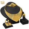 24K Gold Plated Arab Women's Bridal Necklace Earrings Ring Bracelet Indian Women's Jewelry Set 2026