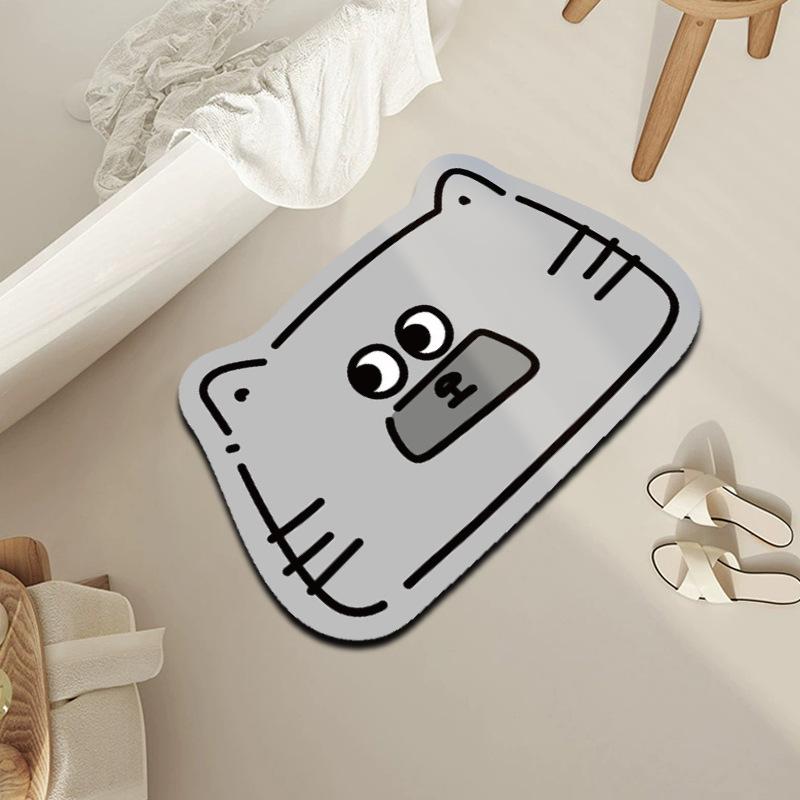 Cartoon Animal Doormat - Diatomaceous Earth Entrance Mat, Quick-Dry Absorbent Floor Mat For Bathroom, Durable And Non-Slip For Home Entryway