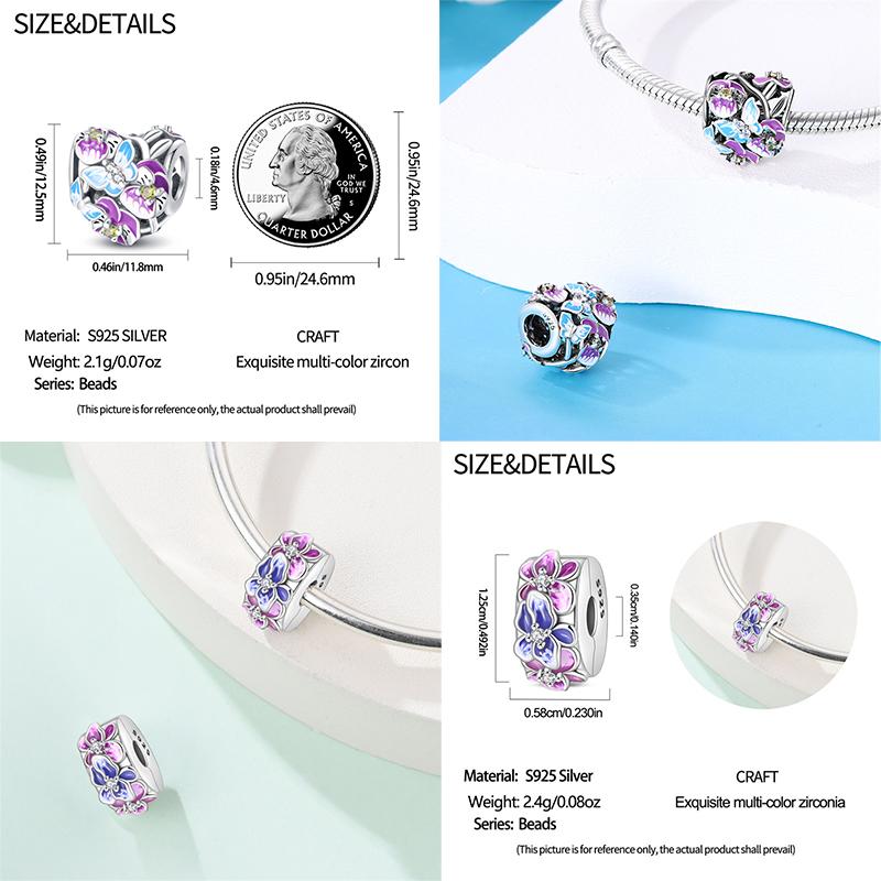 Copper Craft Plum Blossoms Azaleas Sunflowers Cherry Blossoms Sparkling Zircon Beads Charms Birthday Diy Exquisite Jewelry