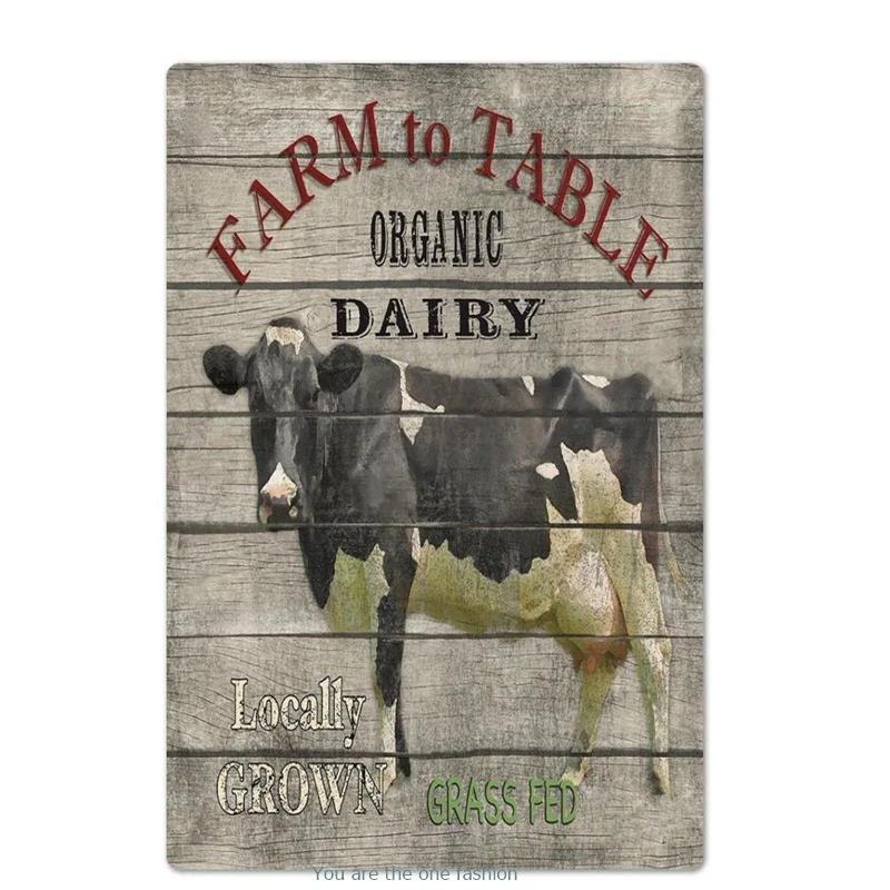 Metal Tin Signs Farm Cows Chicken Pig Sheep Structure Diagram Vintage Metal Sign Wall Decor For Farnhouse Market Tinplate Plaque