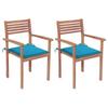 Day and Night - Day and Night Garden Chairs 2 Pcs Solid Teak Wood with Blue Cushions
