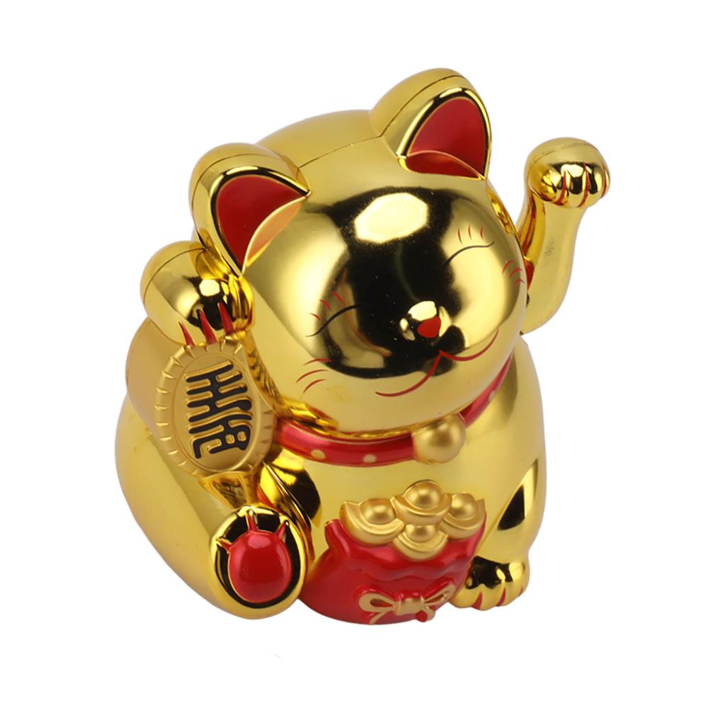 5.5in Electric Waving Arm Fortune Cat Decorative Cute Plastic Cat Ornaments for Cashier Desk