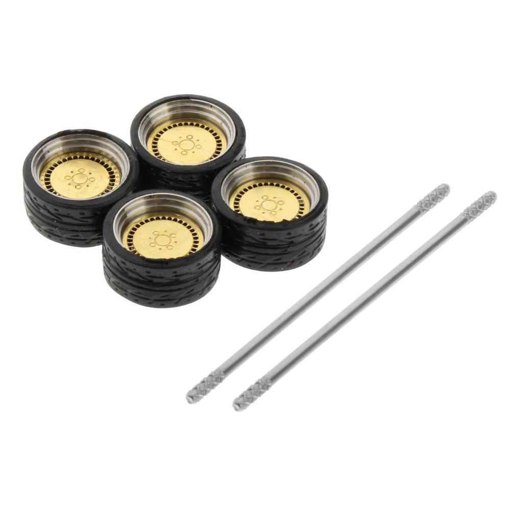 4Pcs/Set 1/64 Diecast Model Car Alloy Rubber Wheel & Tire Set Accessory Replacement Spare Parts
