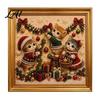 Relaxing Handmade Faux Pearl Sets Christmas Cat Art Kit with Frame Kitty Painting DIY Decorative Supplies Kit 3D Bead Wall Craft for Adults