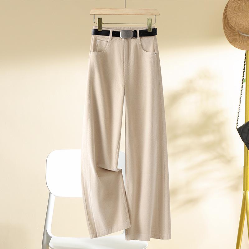 

Женские вельветовые брюки прямого кроя слим фит - Весна/Осень 2024 Широкие брюки в повседневном стиле 30