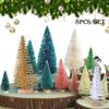 Christmas 8pcs Miniature Tree Mini Pine Frosted Sisal Trees Xmas Ornaments Decor