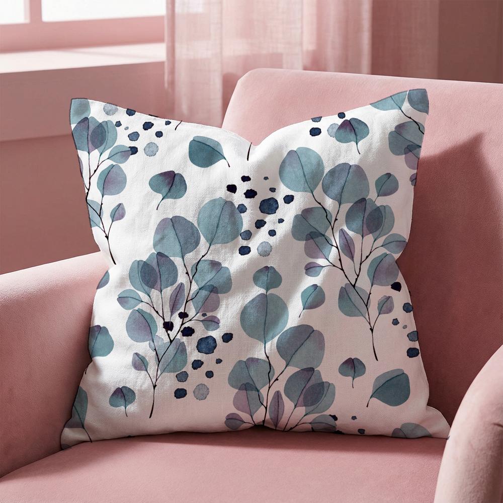 Watercolor Eucalyptus Flowers Cushion Cover Multi-Scene Pillow Cover for Home & Car - Reversible, Soft & Durable for Daily Use