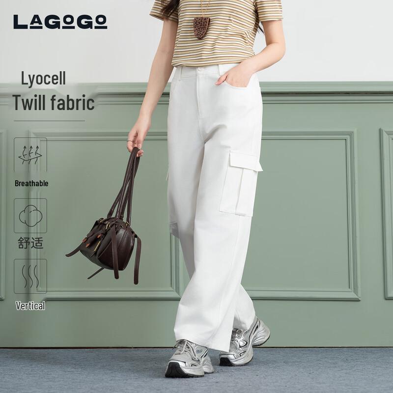 LAGOGO Women s High-Waist Cargo Casual Pants M
