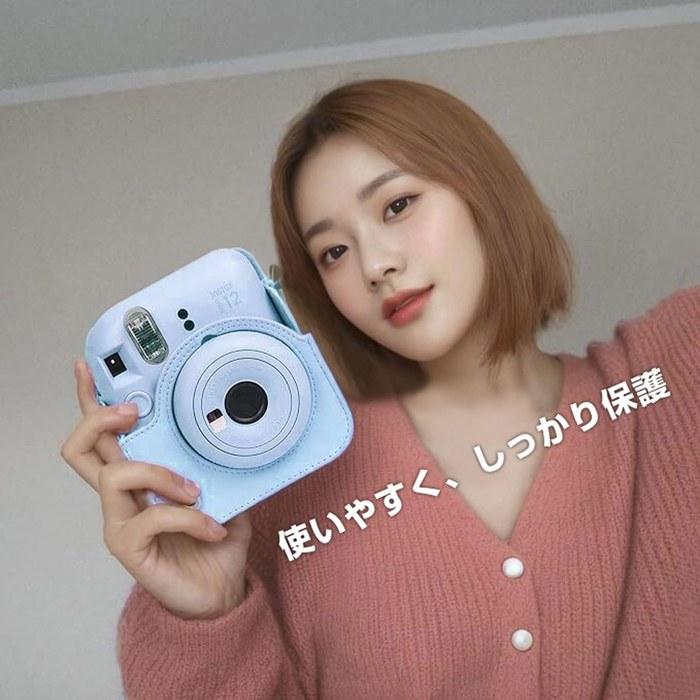 [Beady] Cheki Instax Mini 12 Camera Case, Instant Camera Protective Cover, Scratch-Resistant, with Shoulder Strap, Blue