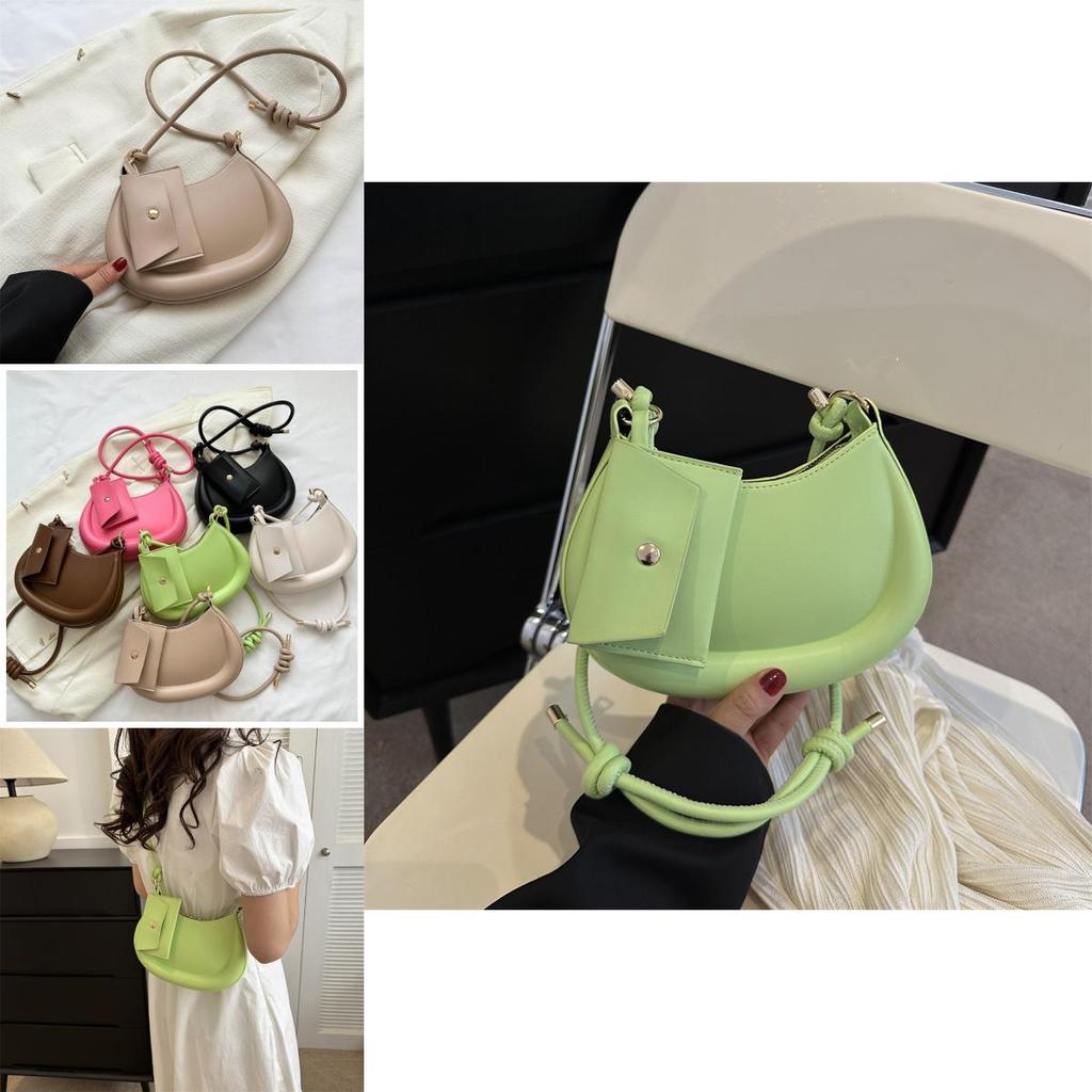 Fashionable New Moon Bag In Multiple Colors Street Style Shoulder Bag With Unique Stitching