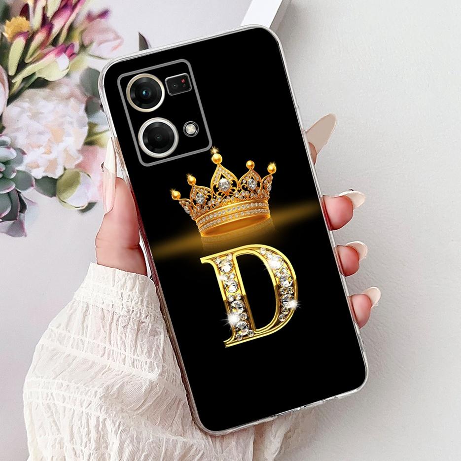 For Oppo F21 Pro 4G Case Reno7 4G CPH2363 New Crown Letters Cover Soft Silicone Phone Case For Oppo Reno8 Reno 7 F21Pro 4G Shell
