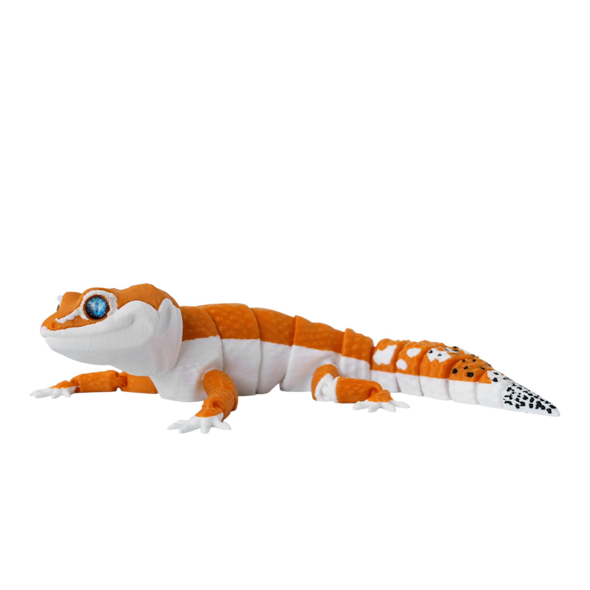 

3D Printed Jointed Leopard Gecko Action Figure Model Toy Orange