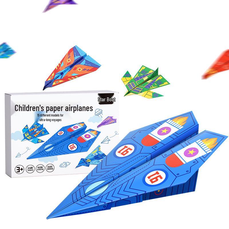 Kids' Paper Airplane Folding Set: Educational DIY Flyers for Outdoor Fun and Competitions