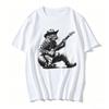 Rock Cat Musician Cat Guitar Design Cat Playing Guitar Tshirt