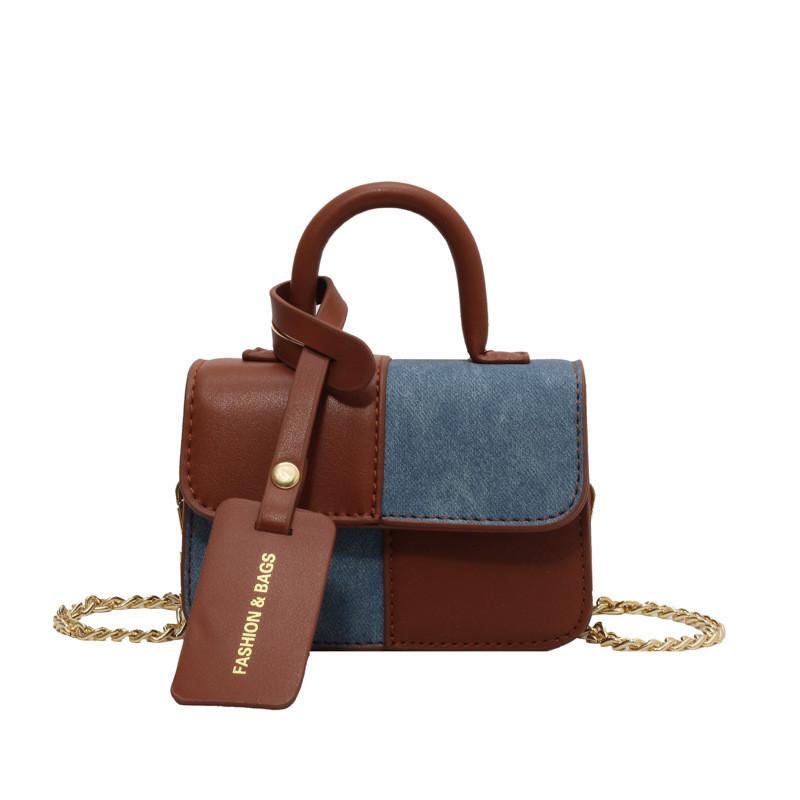 Vintage Patchwork Tote Bag Women s 2023 New Trendy Sleek Square Bag High-end Single Shoulder Crossbody Bag 13cm/5.12in коричневый