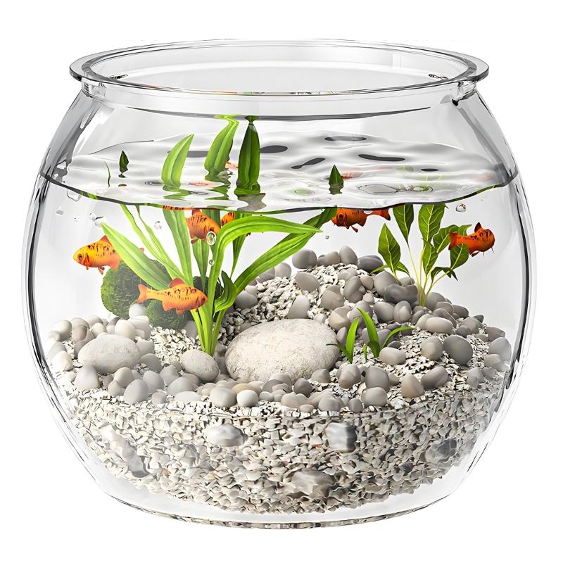 Modern Round Fish Bowl PET Plastic Perfect As Desktop Or Table Decoration For Kids And Adults