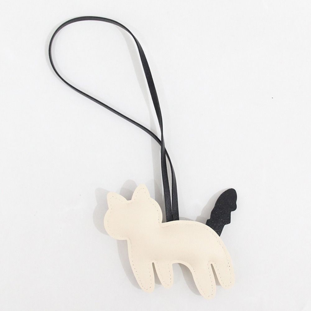 Dog Cartoon Keychain Cute Puppy Bag Pendant Cute PU Leather Cat Hanger  Bag Ornament