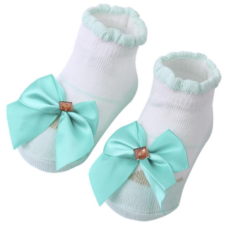 Cartoon Stripe Mesh Bow Baby Socks - Cute European & American Style