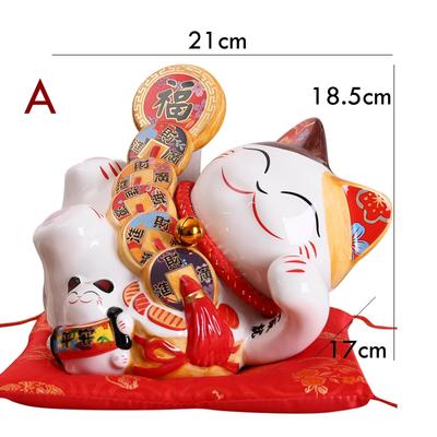 Ornamento de cerâmica Maneki Neko de 8 polegadas, caixa de dinheiro de gato da sorte, figura de gato da sorte, decoração para casa, presente, estátua de cofrinho de feng shui