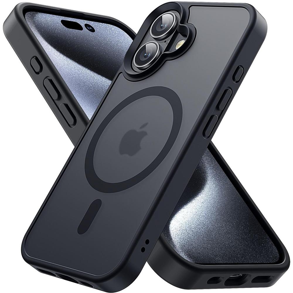 

Магнитный чехол Magsafe Mag Safe для iPhone 16 Pro Max 15 Plus 14 13 Mini 12 11 SE 2022 2020 8 тонкий защитный полупрозрачный матовый чехол для телефона аксессуары For iPhone 12 Mini чёрный