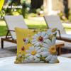 2D Effect Daisy Ladybug Pillow Cover Yellow Floral Print Soft Cozy For Sofa Bed Living Room Spring Garden Decor Gifts