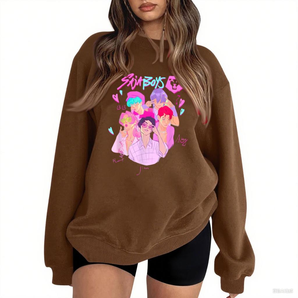 Damenmode Lässig Bedruckt Lässig Langarm Rundhals Sweatshirt Top