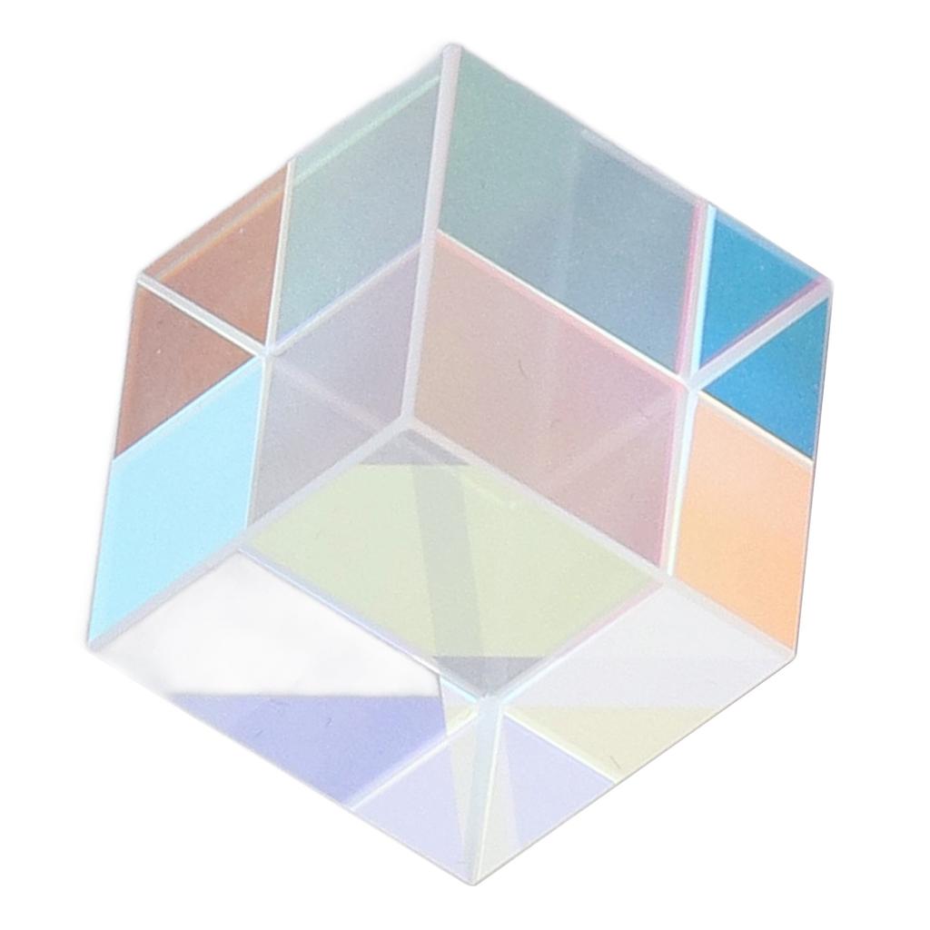 Dichroic Cube Prism Colorful Glass Cube Prism for Physics Teaching Research Decoration Art Education 18x18x18mm