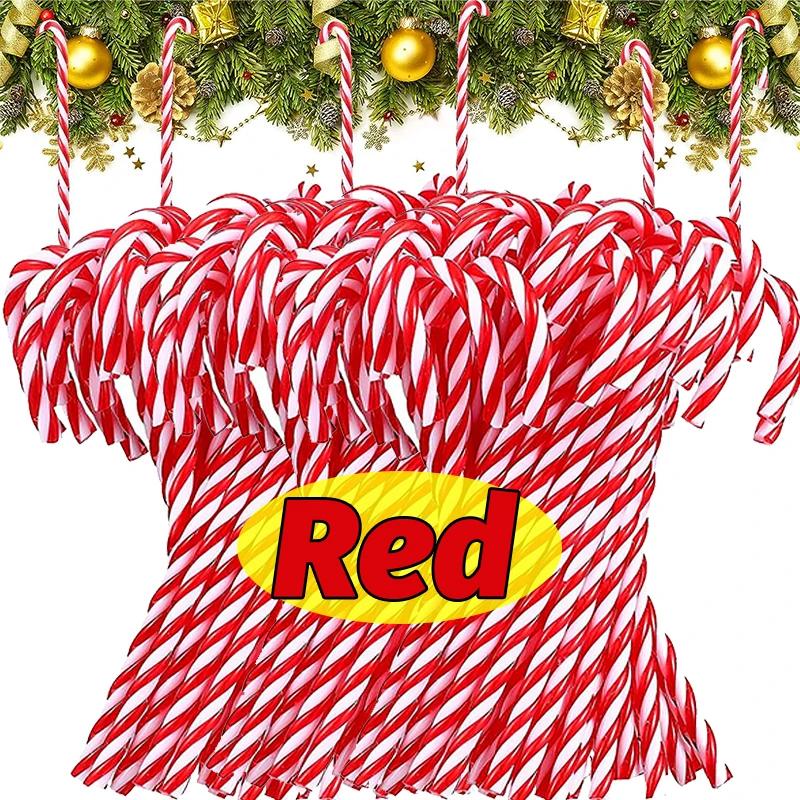 

Оптовые Рождественские Леденцы Подвески Акриловый Скрученный Костыль для Украшений на Елку Новогодняя Вечеринка Домашнее Украшение 40pcs красный
