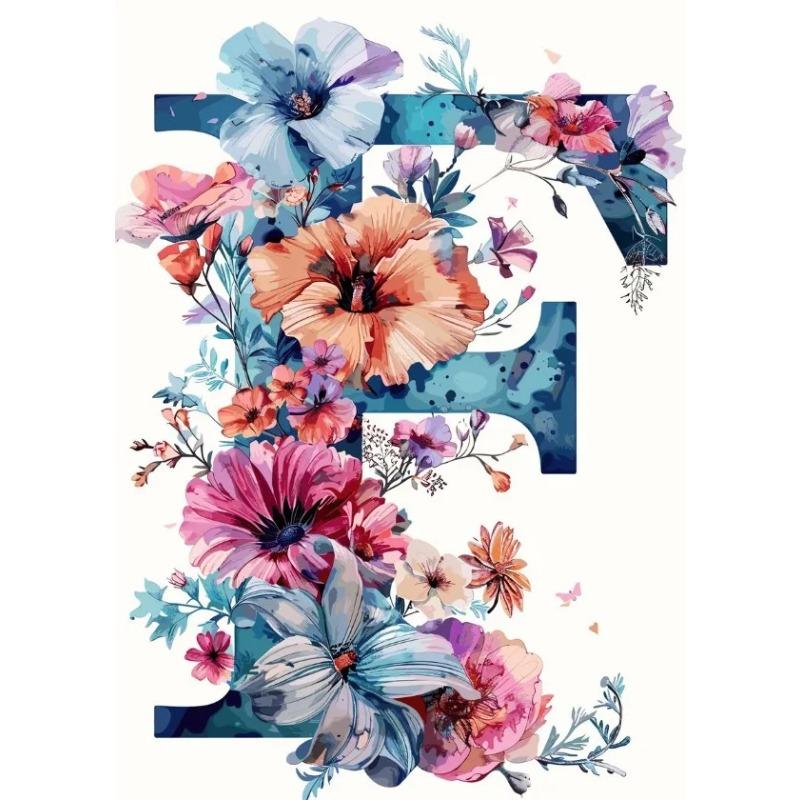 Flower Alphabet Wall Art Wreath Letters Canvas Painting Fashion Modern Aesthetic Poster Wall Pictures Home Decor For Living Room