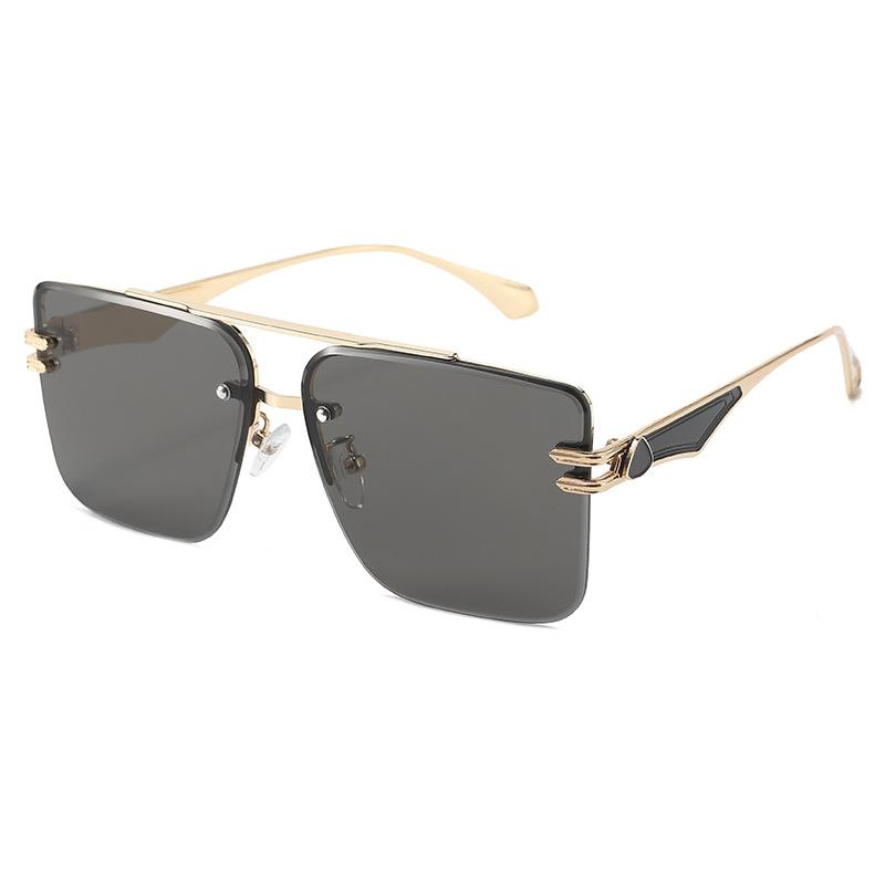Double Beam Super Large Frame Half Frame Metal Double Beam Outdoor Sunshade Sunglasses Men S Fashion Sunglasses