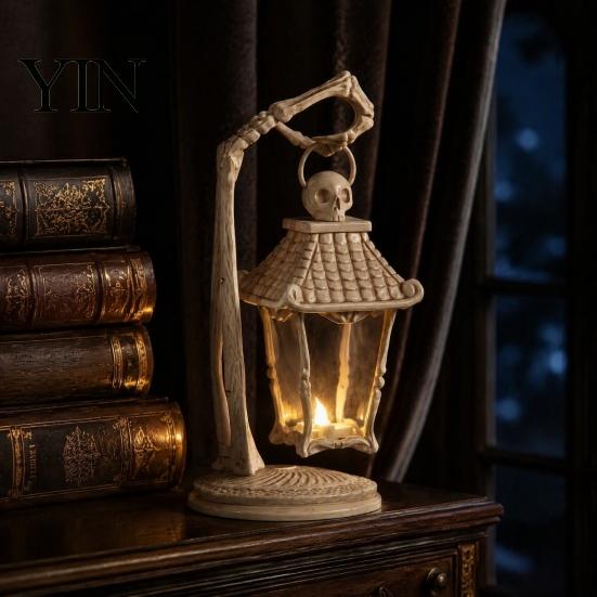 LED Candle Light for Halloween Skeleton Hand Lantern, Gothic Bone Table Lamp, USB Spooky Party Props Powered Decorative Party, Home Mantel Decor