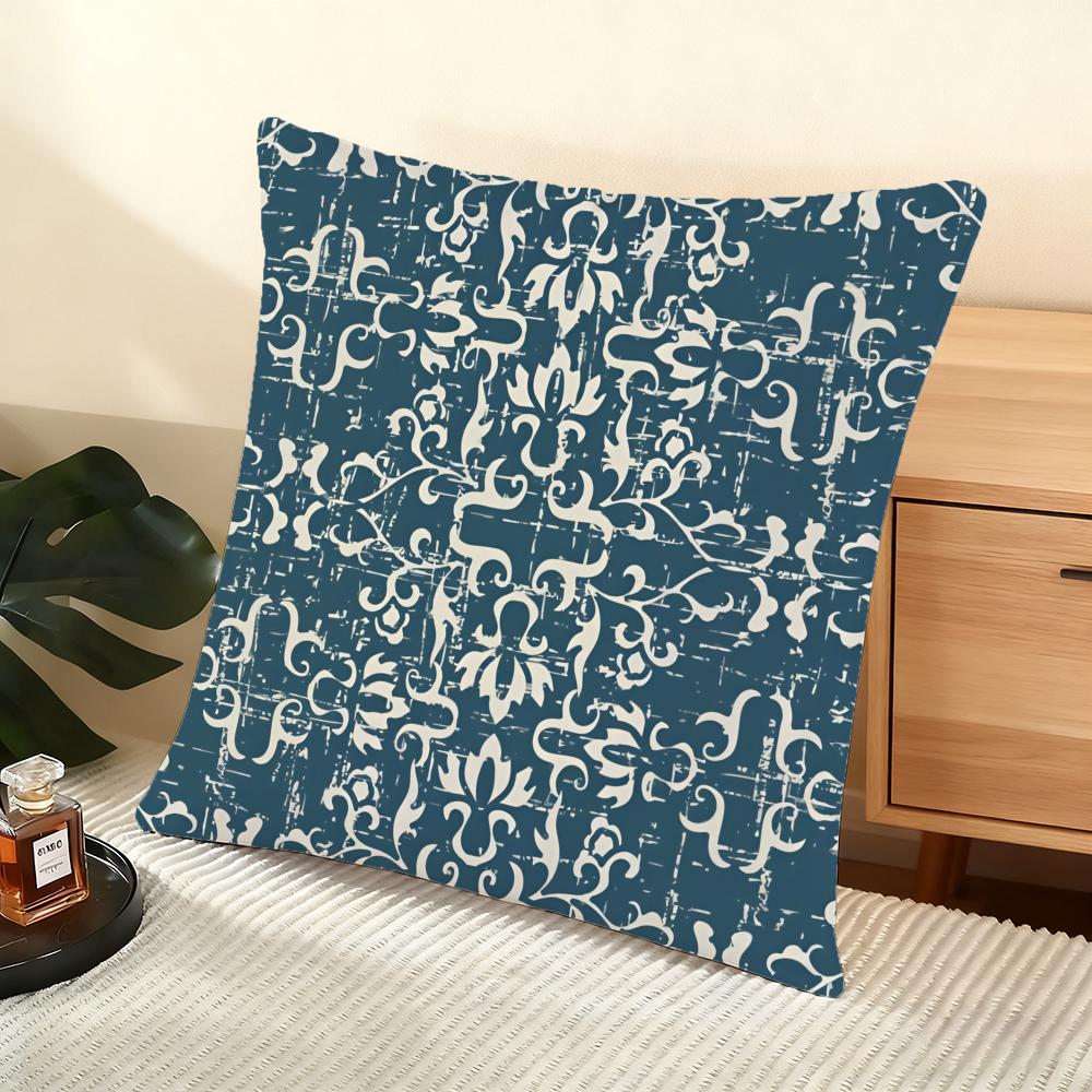 Vintage Washed Style Pattern Cushion Cover Soft Short Plush Pillow Cover Smooth Cozy Texture Aesthetic Cushion Case Home Decor