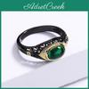 Egg Shape Zircon Green Newest Black Gold Ring For Ladies Birthday Party Wedding Engagement Jewelry Gift