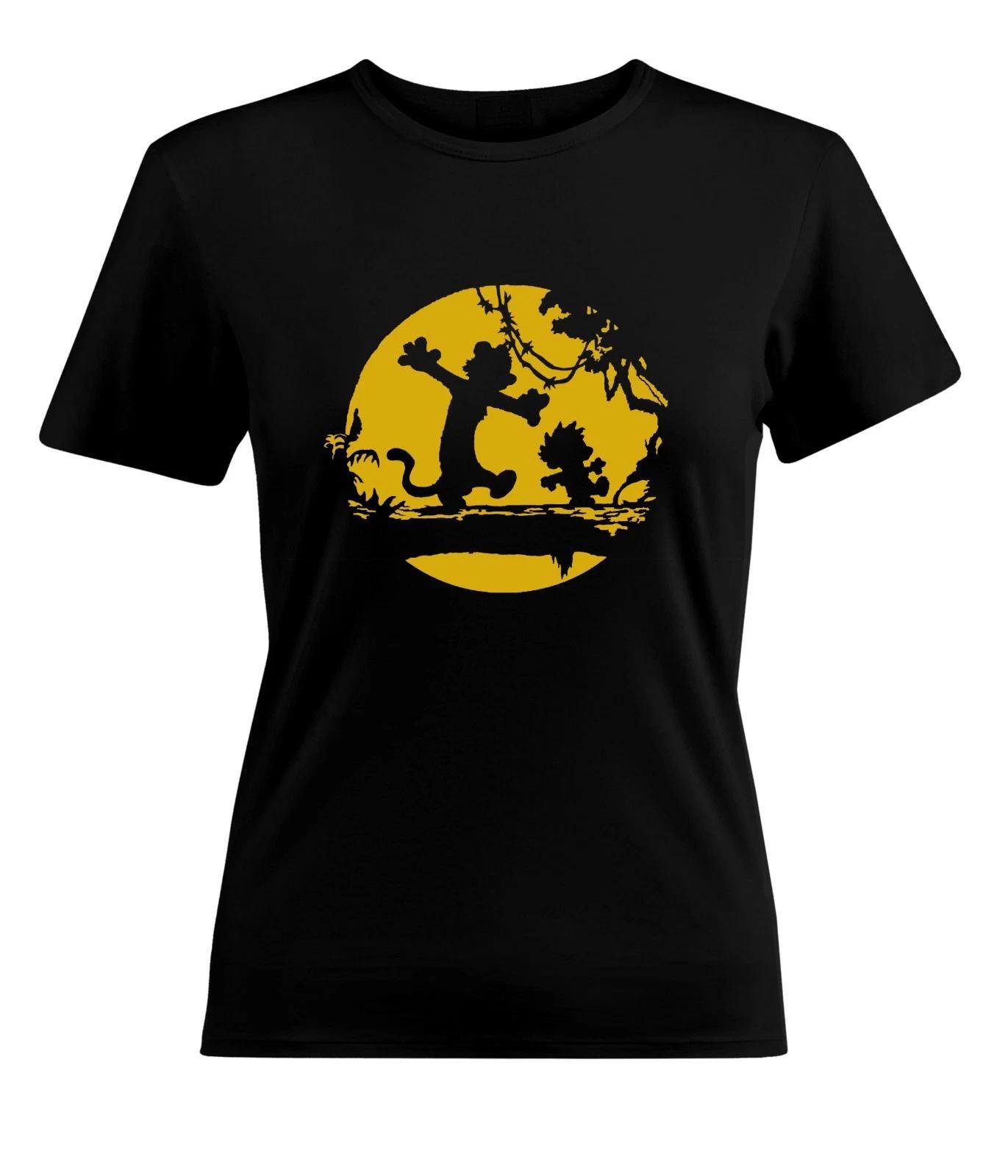 Calvin and Hobbes Let s Go To Play Ladies Women Juniors Girls Short Top T-Shirt M