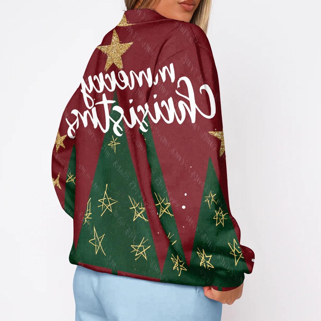 Women's Christmas Print Crewneck Sweatshirt, Lightweight Casual Trendy Pullover for Holiday Wear