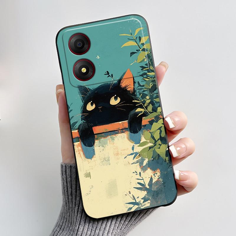 Casing For ZTE Blade A34 / A54 4G Phone Case Shell Aesthetic Cute Cat Astronaut Soft TPU Silicone Black Protective Cover Bumper