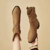Pointed retro short boots women's autumn and winter 2025 new brown maillard boots wasteland wind sleeve western boots