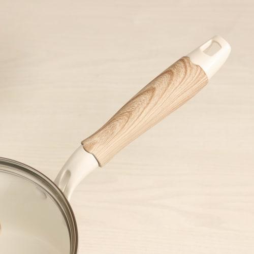 Pearl Metal Ceramill HC-870, 18cm Deep Saucepan with Ceramic Interior, Induction and Gas Compatible, Glass Lid, PFOA-Free, PTFE-Free, Metal Spatula Co
