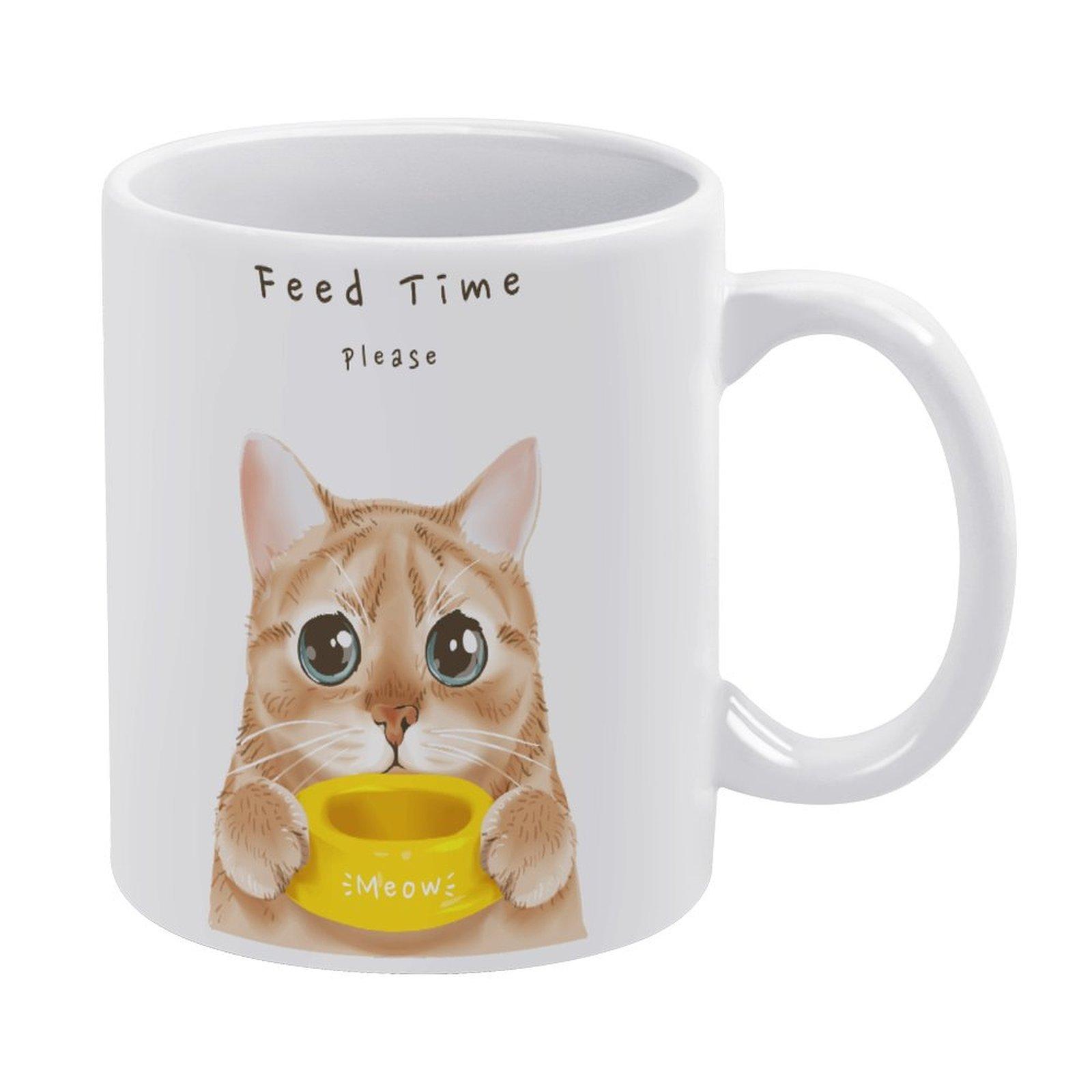 

1Pack 11oz White Ceramic Mug With Printed Design On Both Sides Strong Coffee Cup For Home Office Gift Occasions білий